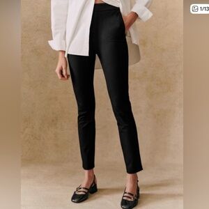 Sezane Clara Pants Black Straight Leg Trousers with Pockets Size 6